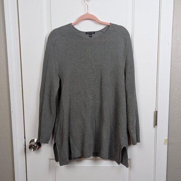 Eileen Fisher | Gray Textured Knit Sweater Tunic Size Small - Picture 1 of 6